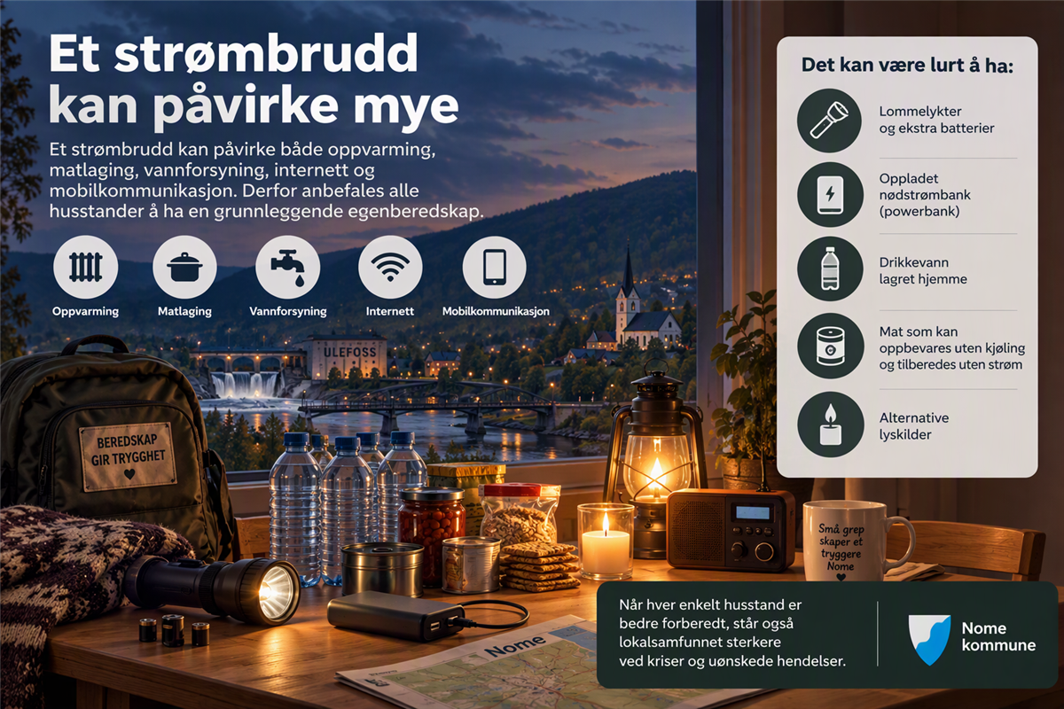 bortfall av strøm egenberedskap - Klikk for stort bilde