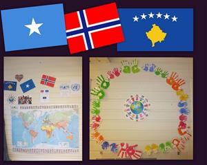 Bilder av flagg, vennskapsring og verdenskart - Klikk for stort bilde